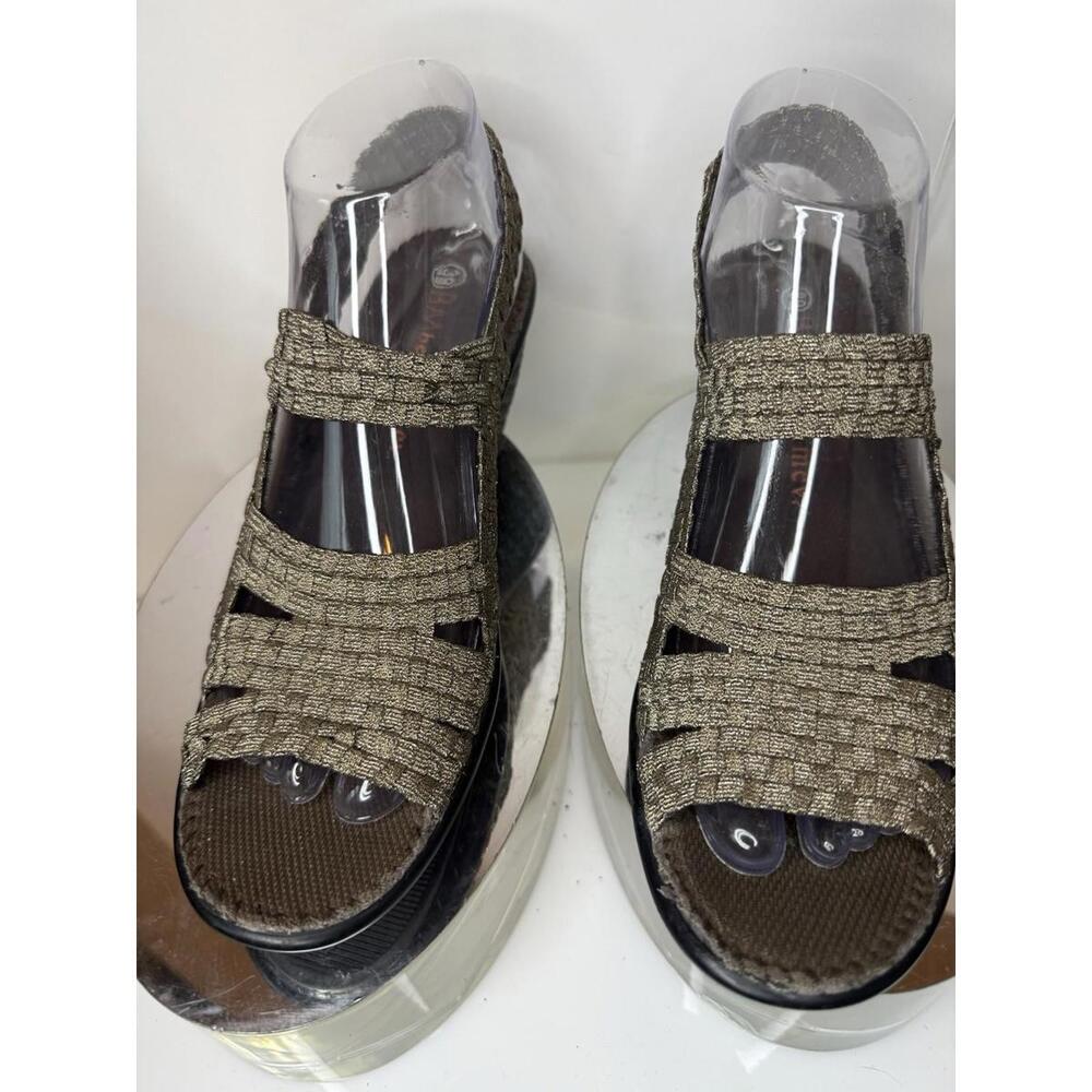 Bernie‎ Mev Women Metallic  Bronze Hold Wedge Sz 8  Sandal Woven Elastic Comfort